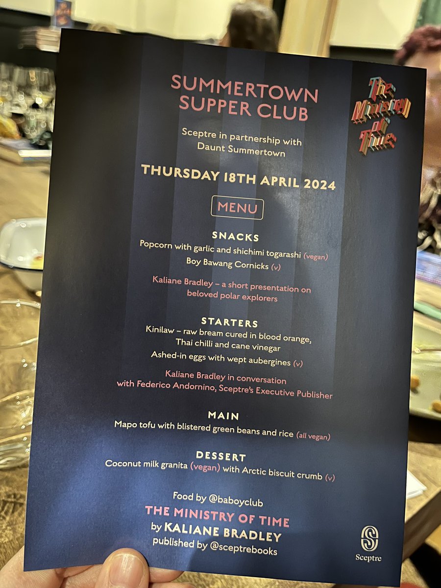 Last night we had our first ever MINISTRY OF TIME event, a wonderful sold out supper club hosted by @DauntSummertown with a special meal cooked by @baboyclub. Delicious food - for both the body and the mind. One month to go.