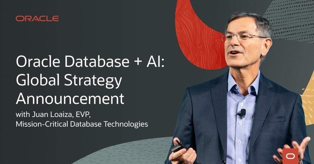 SpatialHannes's tweet image. Hear from Juan Loaiza how #oraclegraph fits into the @OracleDatabase strategy and how it helps to push the boundaries of enterprise #AI innovation. Register now: social.ora.cl/6011bTOtL