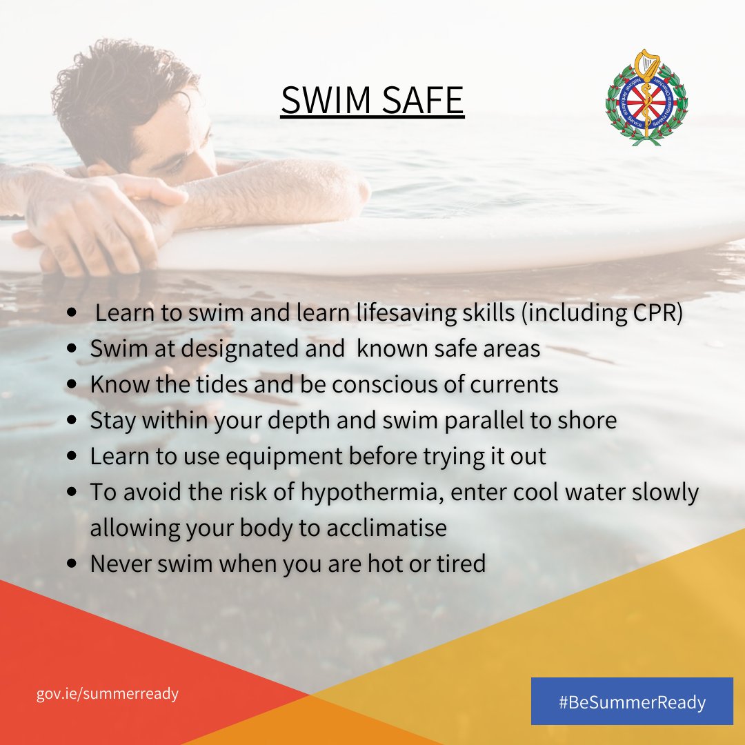 They may not be warm, but summers still call for a cool dip, even in Ireland! The #BeSummerReady campaign highlights some water safety tips that will keep you safe when going out for a swim.🏊🏻‍♀️ For more advice on water safety, follow @WaterSafetyIreland