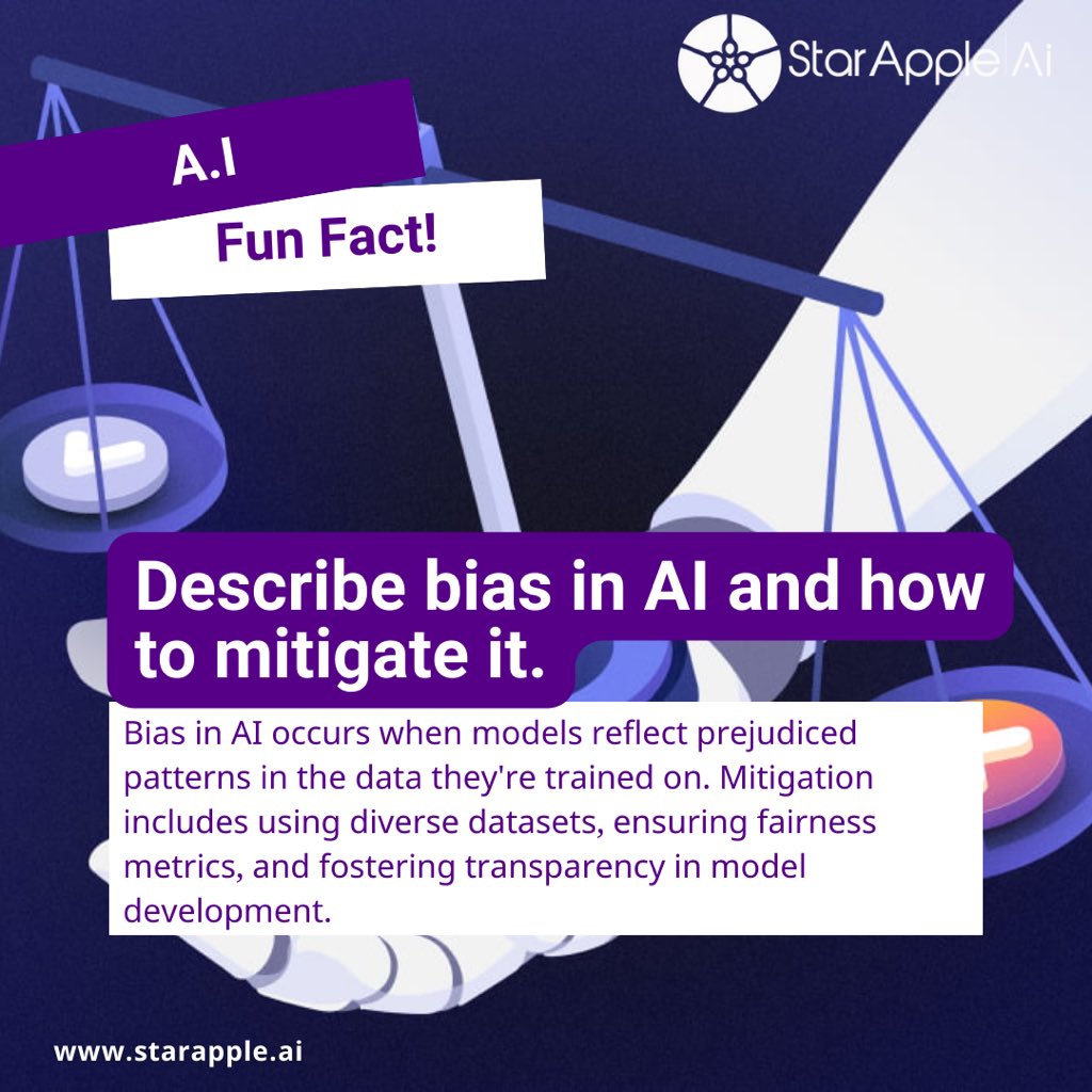 Bias is a major issue in AI ethics‼️, with models trained on biased data perpetuating unfair patterns📈. Mitigating bias requires diverse datasets, fairness metrics, and transparency in development, showcasing both AI's capabilities and limitations. 🦾⁉️
#AIethics #Bias #Patterns