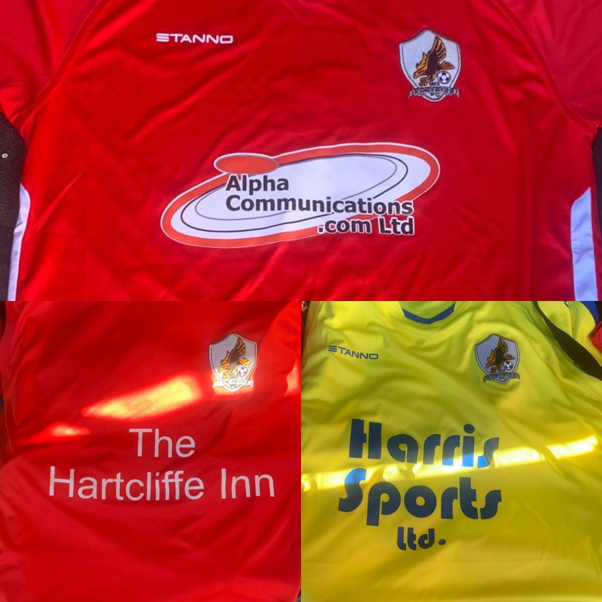 The club has been hard at work planning for next season, and we're absolutely delighted to have 3 beautiful new kits already to go. 

Massive thank you goes to Alpha Communications, The Hartcliffe Inn, John Nutland &amp; <a href="/HarrisSportsLt1/">Harris Sports Ltd</a> for their sponsorship. Really appreciate it.