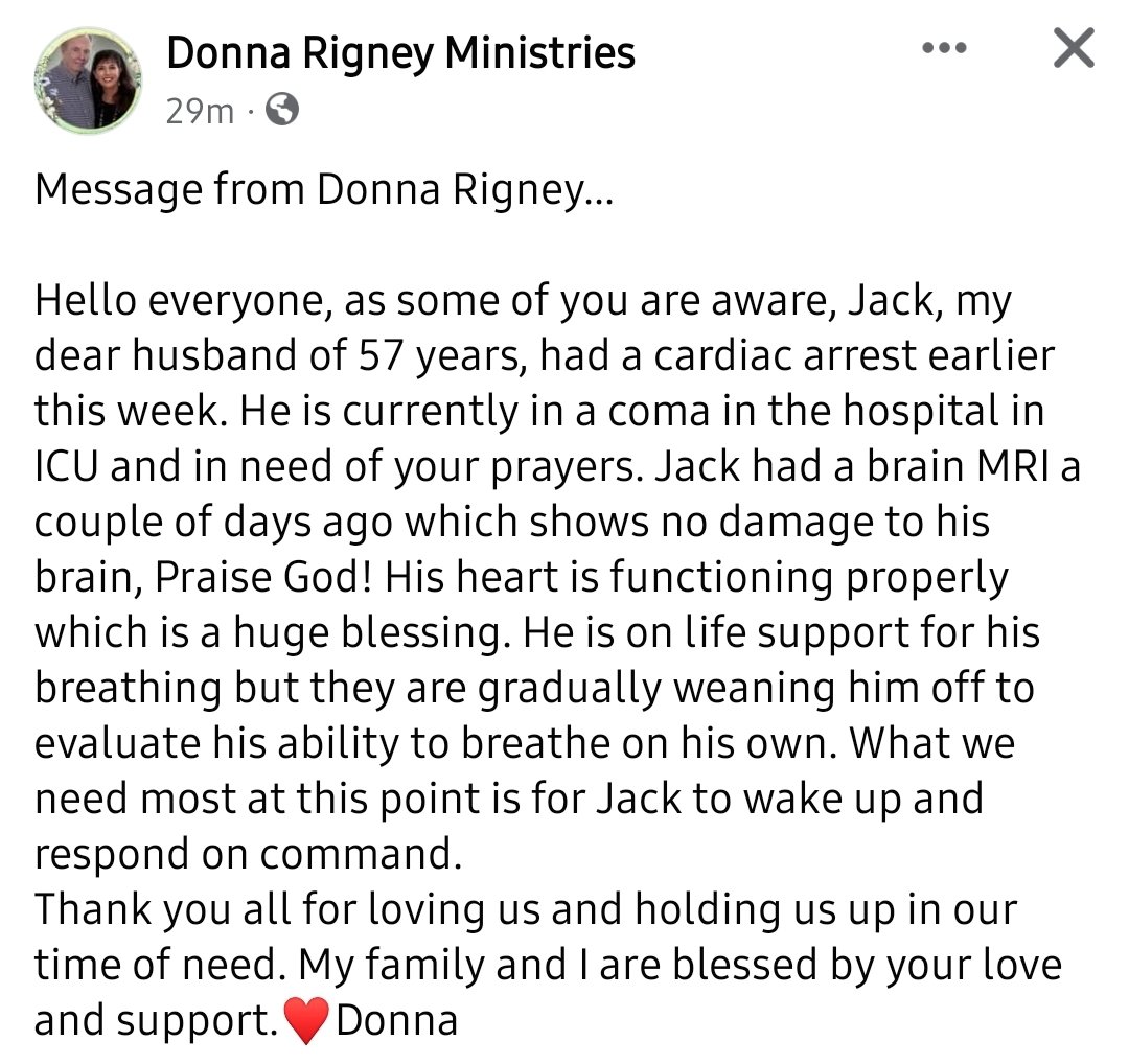 More good news about Jack Rigney 🙏❤️