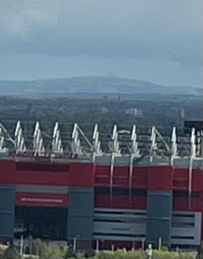 Okay, I’m looking from on high at ⁦@MediaCityUK⁩ over Old Trafford. Is that on the hill on the skyline Stoodley Pike ?