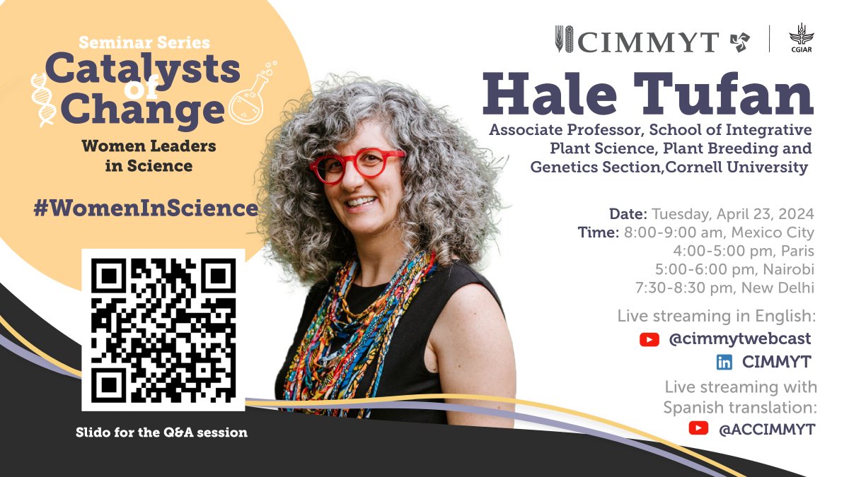 Big Announcement! 🌟 Join @CIMMYT for a dynamic #WomeninScience chat with the inspiring Hale Tufan. 
📅 Tuesday, April 23, 2024 
Together, we'll spark change! 💪 #WomenEmpowerment #Leadership #STEMWomen bit.ly/3CPEA1r