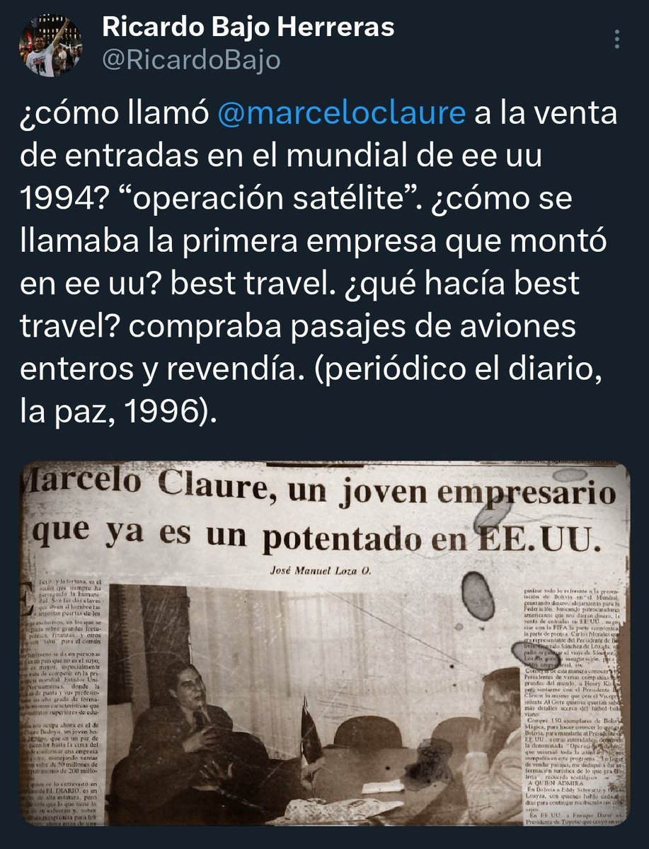 trochedson's tweet photo. @marceloclaure 14:45 del 19 de abril de 2024  "el ladrón piensa que todos son de su condición"...
"Robo descarado" son la reventa de entradas del USA 94 , con ese dinero "amasaste" tu fortuna ladrón y estafador del país!!! https://t.co/UhW1IwUoVo