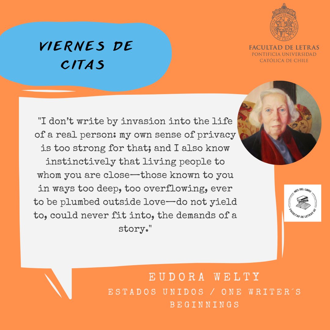 ¡Seguimos celebrando el #MesDelLibro con nuestro viernes de citas! 🎉 Esta vez:

Ray Bradbury 🇺🇸 / 'Zen in the Art of Writing'
Cristina Rivera Garza 🇲🇽 / 'Había mucha neblina o humo o no sé qué'
Abelardo Castillo 🇦🇷 / 'Ser escritor'
Eudora Welty 🇺🇸 / 'One Writer's Beginnings'