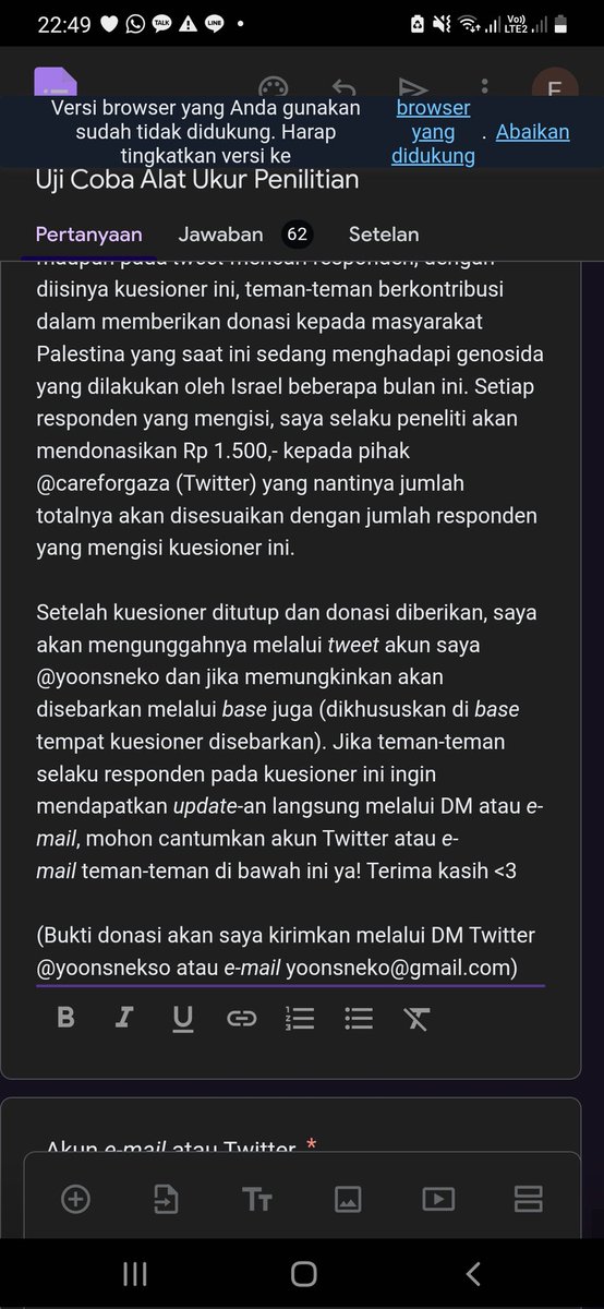 yoonsneko's tweet photo. Haloo! Kepada teman-teman yang sudah mengisi uji coba alat ukur aku, aku ingin berterima kasih yang sebesar-besarnya karena apa yang kalian isi sangat berguna untuk proses penyusunan alat ukur skripsi aku!
Sesuai janjiku, donasi sudah aku berikan yaa~ 🥺❤
https://t.co/0IMrP5IjwQ https://t.co/YQXQvQzDas