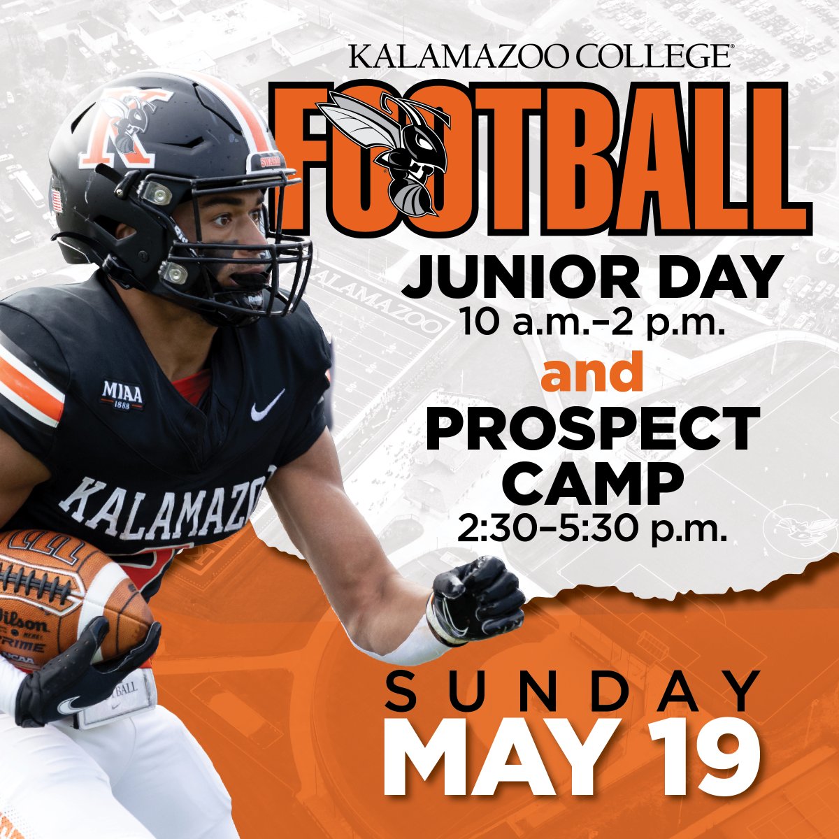 We Are One Month Away! Come Camp With The Hornets! #SwarmTheDay 🗓️Sunday, May 19th ⌚️2:30 PM 📍 Angell Field hornets.kzoo.edu/camps/football……