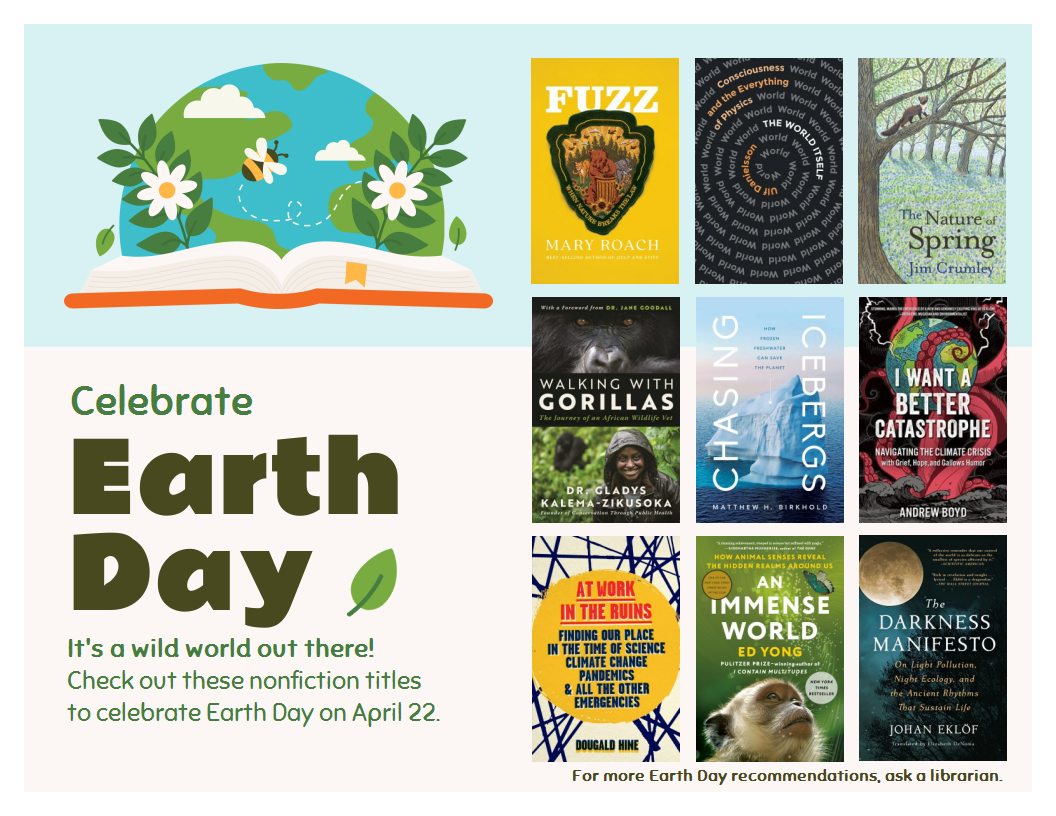 Celebrate Earth Day 🍃 It's a wild world out there! Check out these nonfiction titles to celebrate today: livebrary.overdrive.com/collection/155… For more #EarthDay recommendations, ask a librarian.