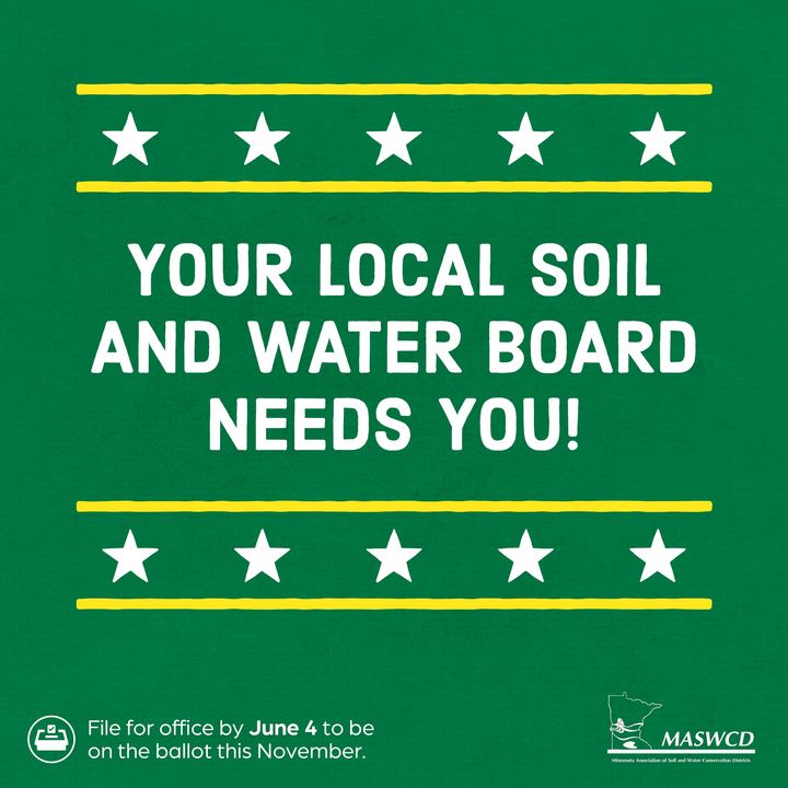 MnSWCDs's tweet photo. Have #greendreams for the future? 🗳️ MASCWD’s 2024 elections could be your moment! Supervisor seats up for grabs in local SWCDs. 📅 Filing for interested candidates opens May 21! 

Thinking of running? Connect with your local SWCD office. Your voice counts! https://t.co/JcXV6qkrGc