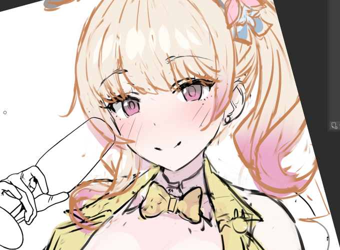 ラフちょっと進めてました。3Dモデルも可愛らしいけど、たまに出てくる1枚絵も良いのが多い。 