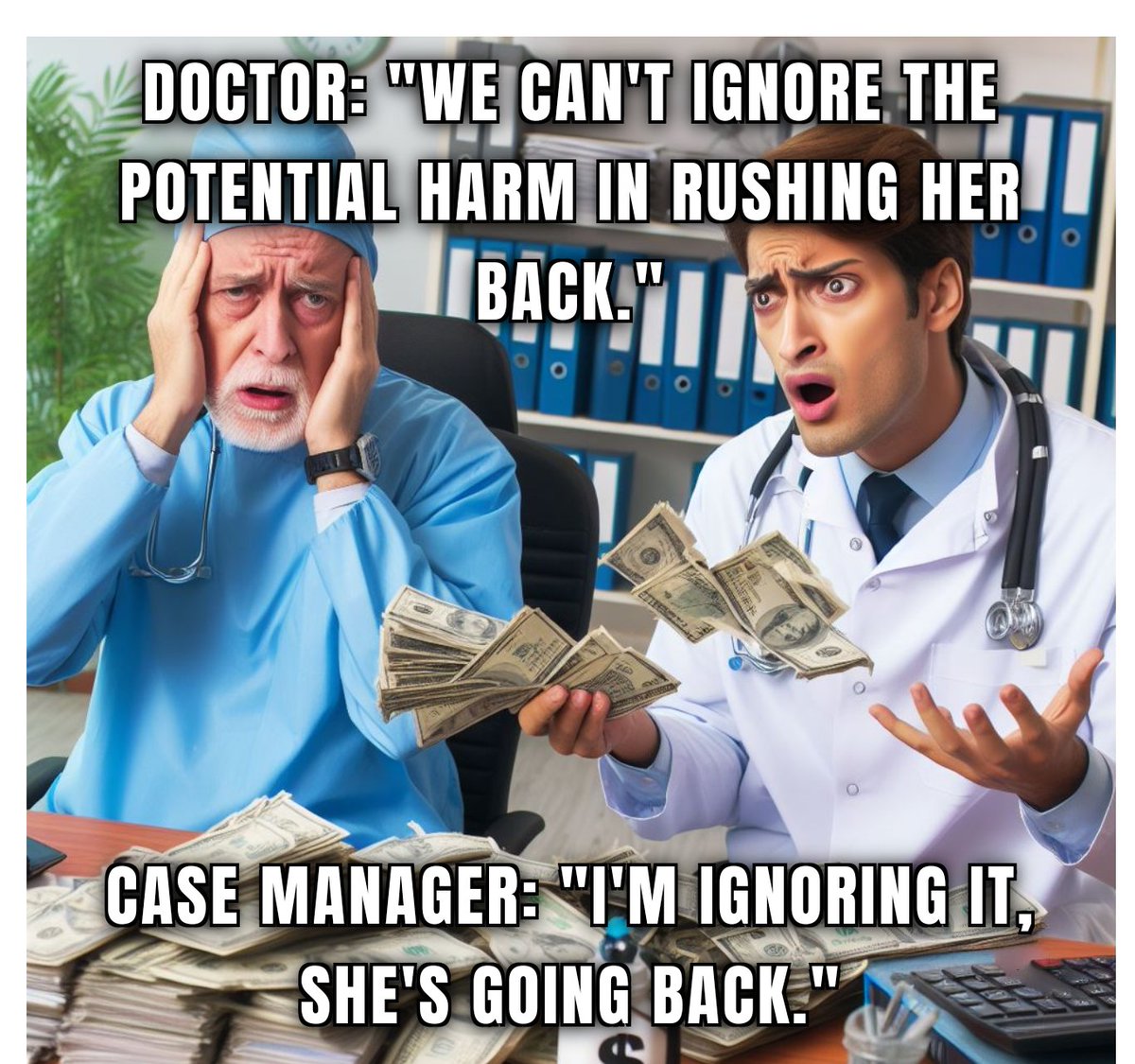 Doctor warns rushing her back could harm! #PWD #WSIB #WCB case manager's response? 'I'm ignoring it! She's going back!' When will workers' well-being be prioritized over convenience? #workerscompisaright