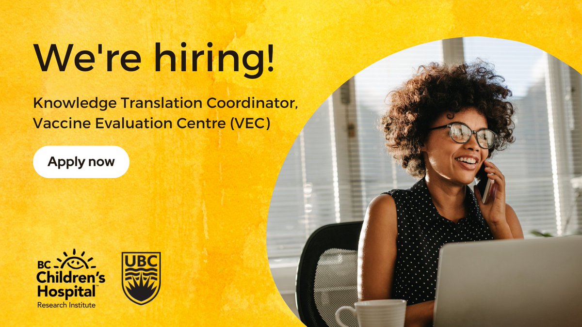 📢 New Job Alert! We are accepting applications for the role of Knowledge Translation Coordinator. The incumbent is responsible for providing advice on research facilitation and translating research findings to be shared with the public. Apply by April 23: bcchr.info/3Q5Udcg