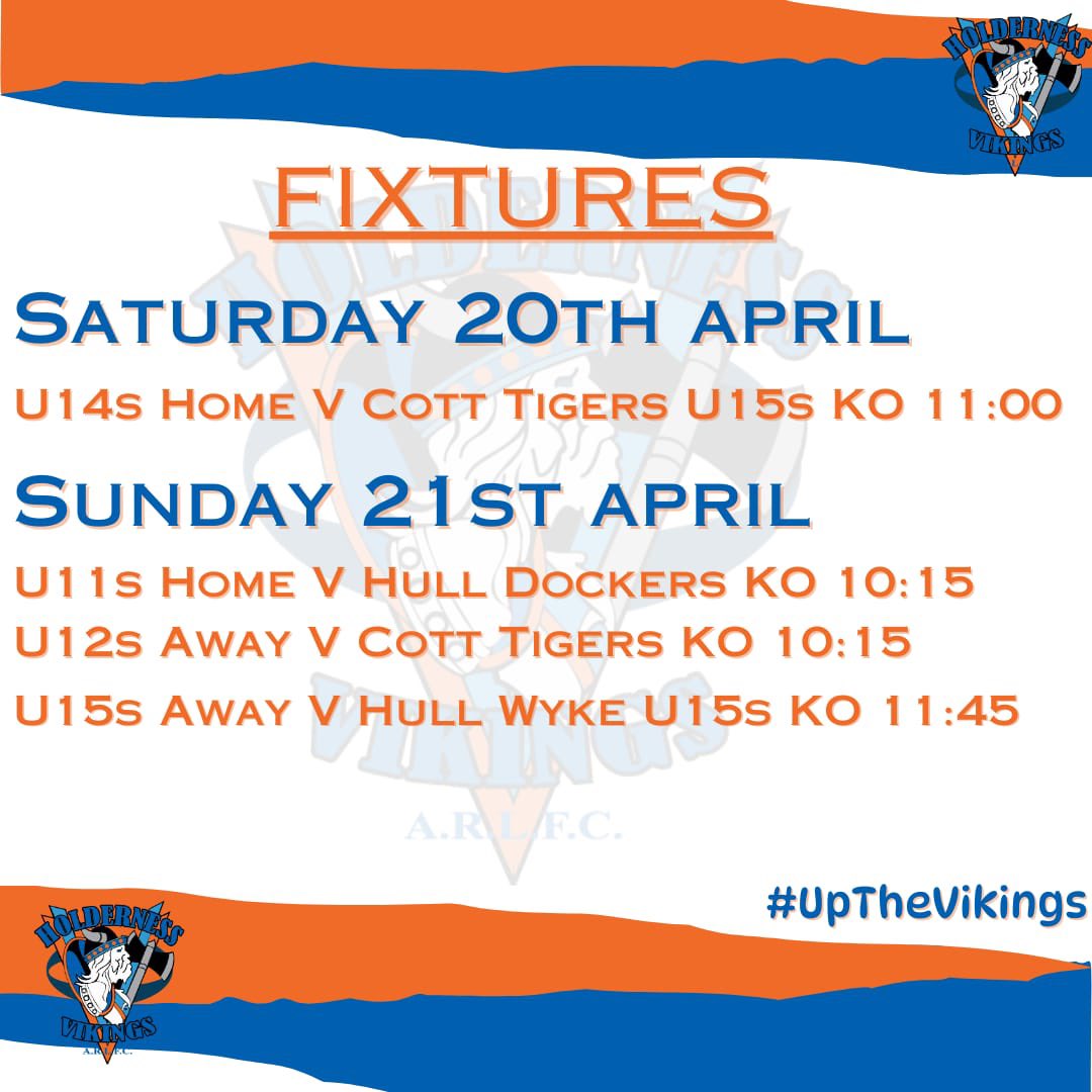 🔶🔷WEEKEND FIXTURES🔷🔶 A busy weekend for the young Vikings! #UpTheVikings 🔶🔷🏉🔷🔶