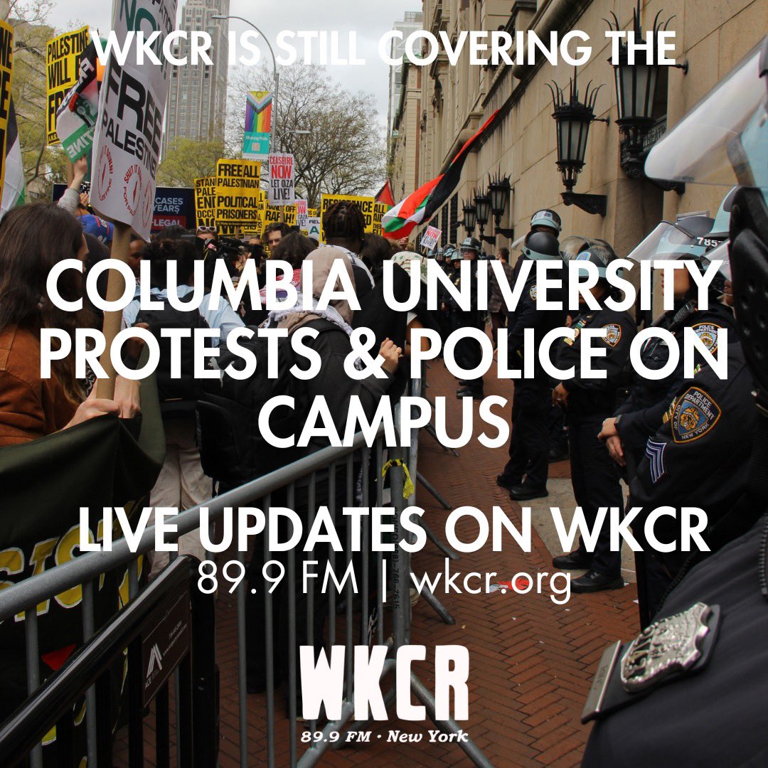 We continue to provide live coverage on the developing situation on and around Columbia’s campus as we reach past the 24 hour mark since the CUAD East Lawn Encampment protesters had been arrested. Live for almost 60 hours, tune in at WKCR.org and 89.9 FM.