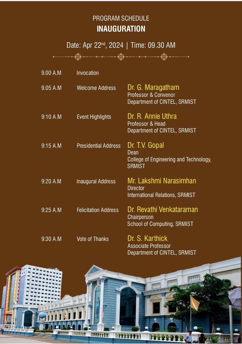 SoC_SRMIST's tweet image. On behalf of the Computational Intelligence department, School of Computing,SRM Institute of science and technology, Kattankulathur.
 #srmist #schoolofcomputing #cintel #internationalweek #conference