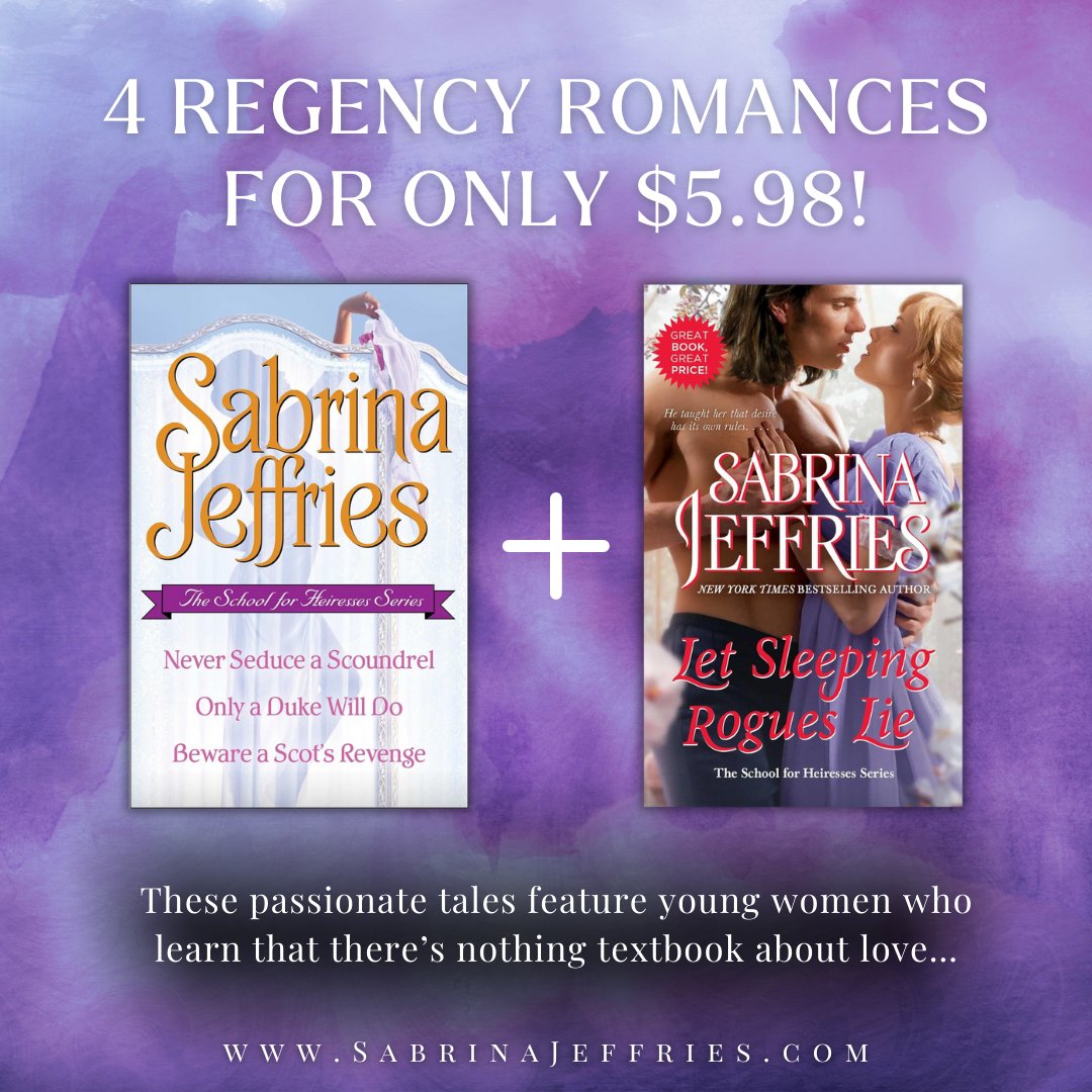 Reminder: The first 3 ebooks in my bestselling School for Heiresses series combined are $3.99 at Amazon US right now. Book 4, Let Sleeping Rogues Lie, is also on sale for $1.99, so you can grab 4 out of the 6 ebooks for only $5.98!! amzn.to/3Jhgjo7