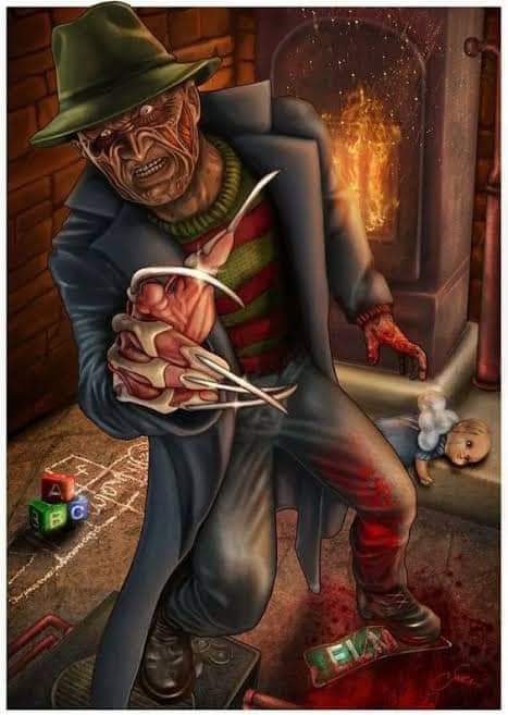 Hey,  Horror Fam, ever play 'skin the cat'?

#ANightmareOnElmStreet #HorrorArt