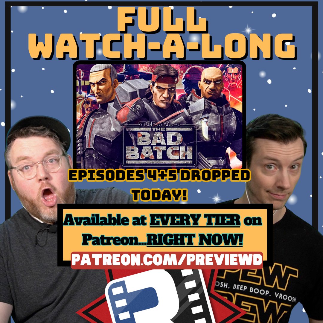 We're back with more Bad Batch on Patreon! The full Watch-A-Long reactions to Episodes 1-5 are all live now. AND they are available at Every Tier! Can confirm, the girls remember Omega...you know, From the Med Bay? patreon.com/previewd