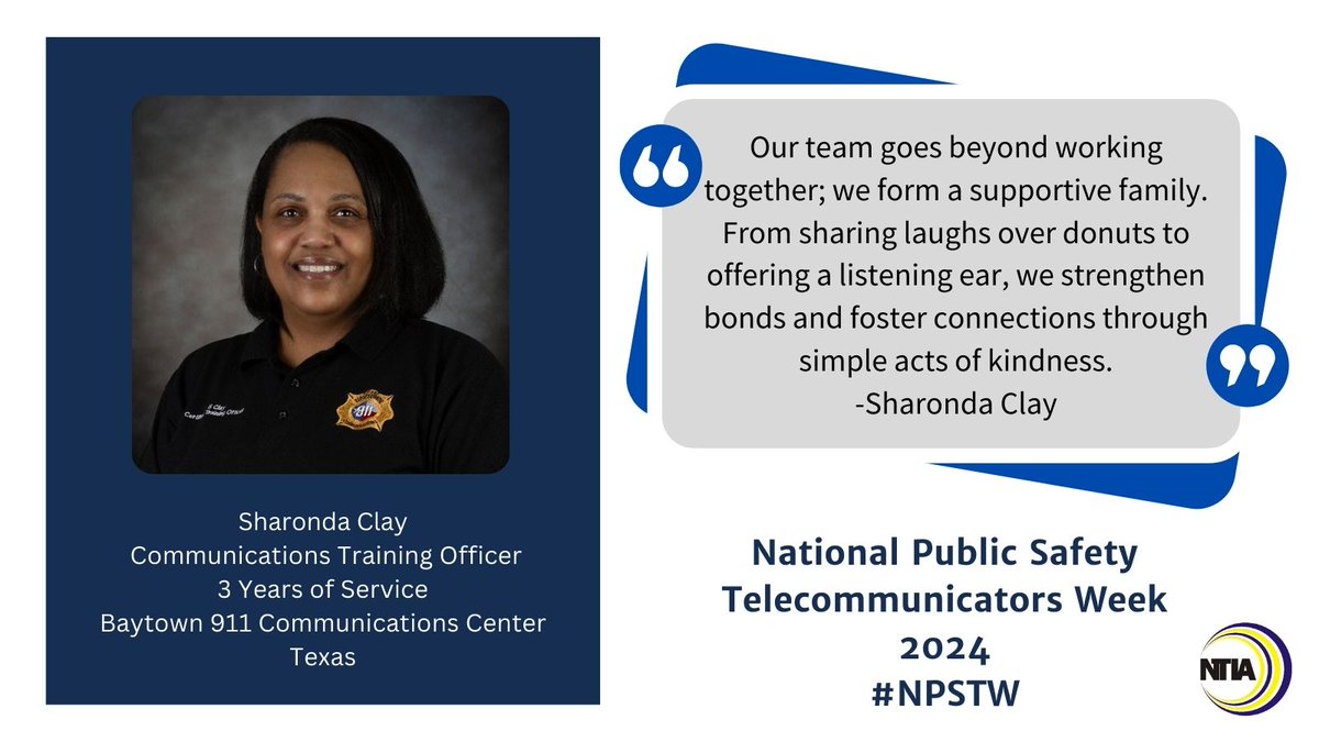 “A Pillar of Excellence in Emergency Response” Baytown 911's steadfast dedication to excellence and community safety is showcased through its continuous efforts to enhance emergency response services, with an emergency call addressed every 4-5 minutes. #NPSTW24