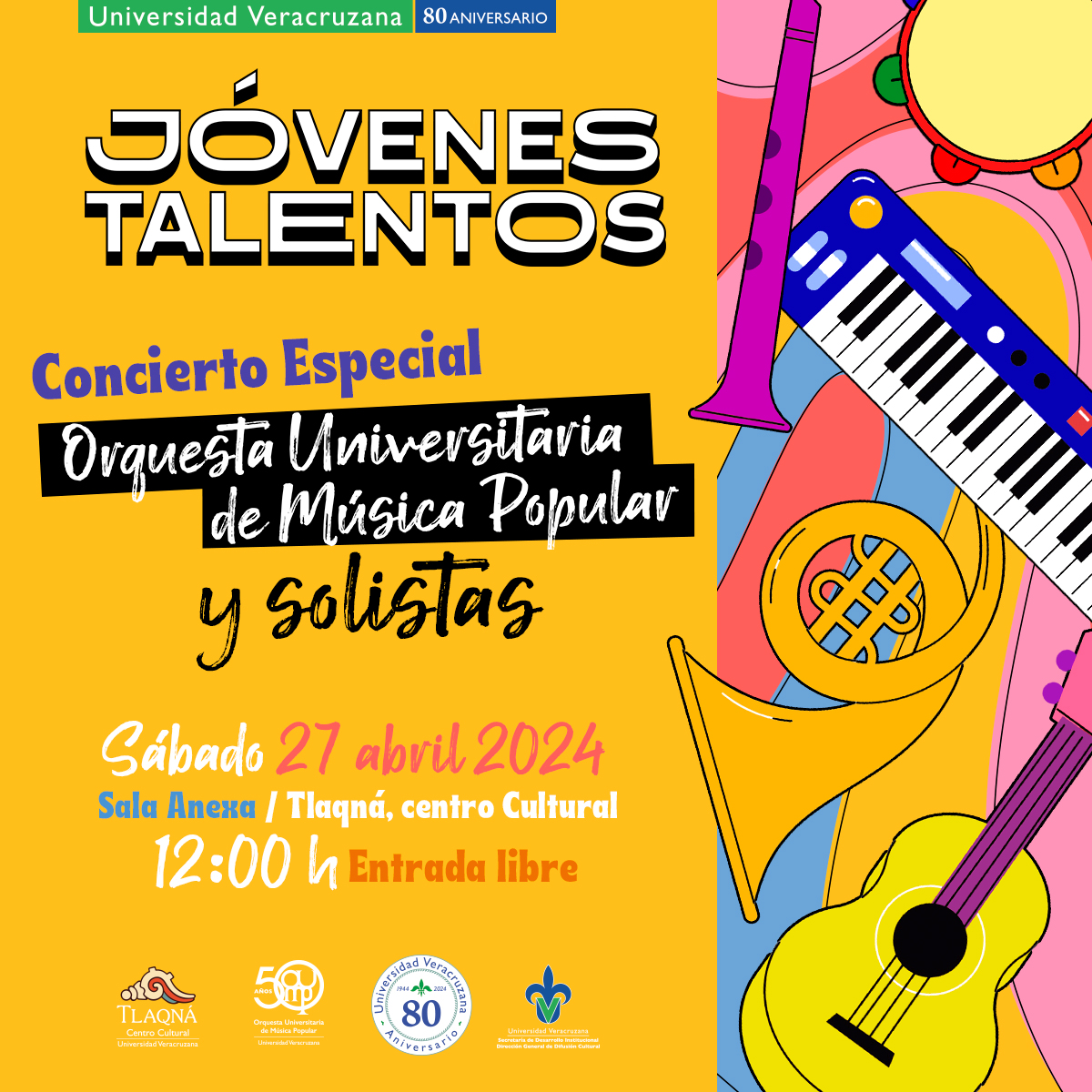 Del 22 al 27 de abril se realizará el Festival Jóvenes Talentos con la Pop Participa en las charlas y talleres, son gratuitos y de acceso libre para todo el público. @ComunicacionUV @LuzioUV