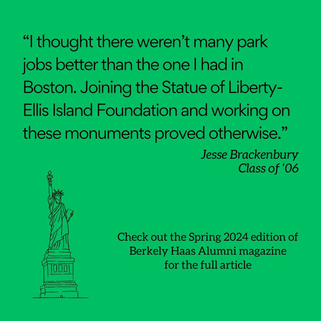 From Boston to the Statue of Liberty-Ellis Island Foundation: Jesse Brackenbury reflects on his career journey in the latest Berkeley Haas Alumni magazine. Exciting plans ahead for #EllisIslandMuseumReimagined. Read more: newsroom.haas.berkeley.edu/magazine/sprin…