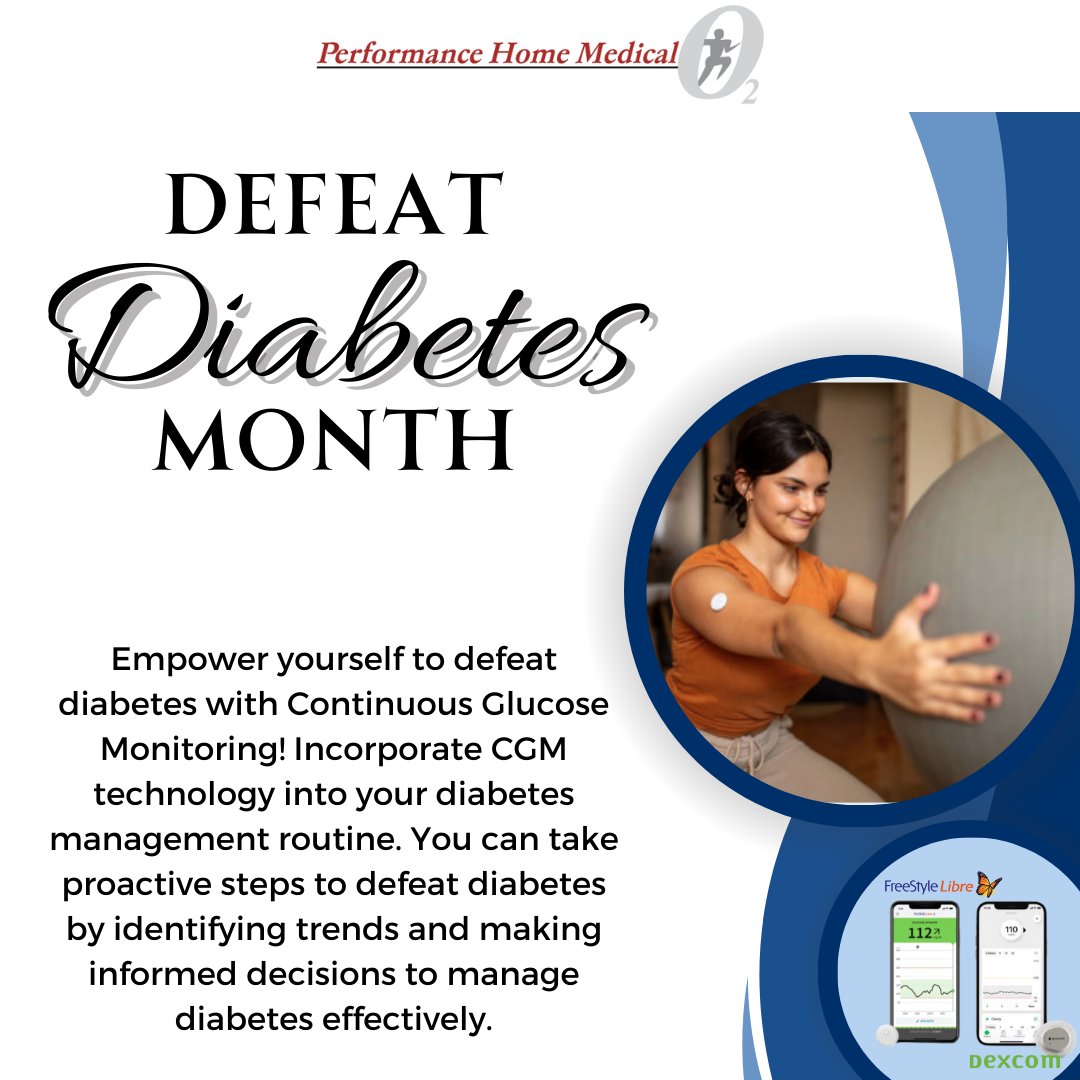 Learn how CGM technology can revolutionize your diabetes management journey today! Visit performancehomemed.com/cgm to learn more.
#DefeatDiabetesMonth #DefeatDiabetes #Diabetes #Type1 #Type2 #DexcomG7 #Libre3 #CGM #ContinousGlucoseMonitoring #GlucoseMonitoring #DiabetesManagement