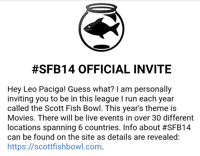 EASILY my favorite email of the year. LETS GOOOO !! Boston Live Draft!! #SFB14