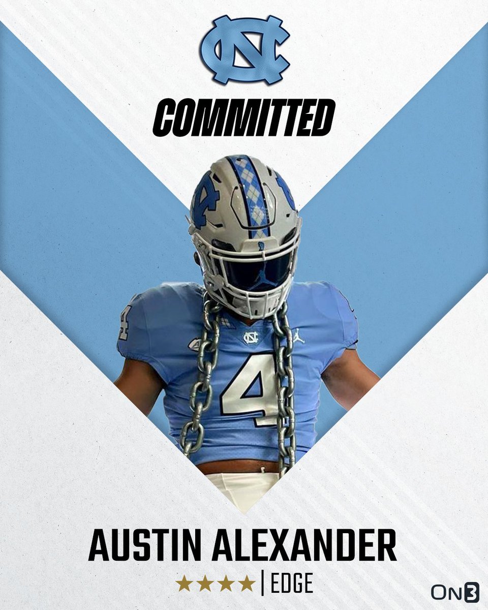 🚨BREAKING🚨 4-star EDGE Austin Alexander has committed to North Carolina🐏 Read: on3.com/college/north-…