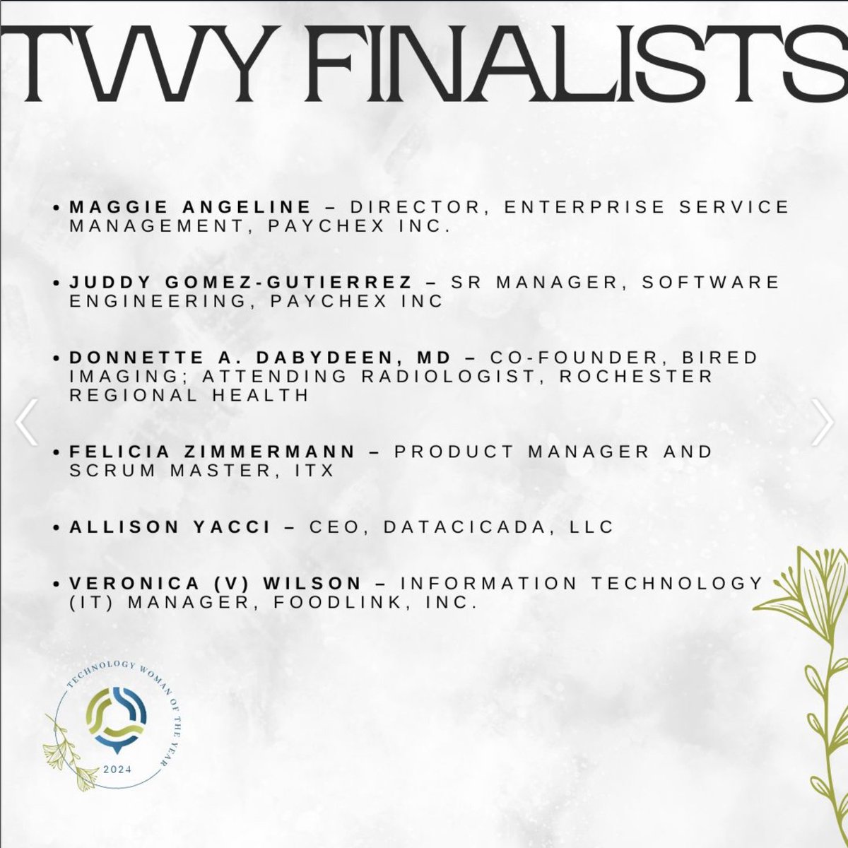 We are less than 1 week away from seeing who will be named the 2024 Technology Woman of the Year and Emerging Technology Woman of the Year. 

Let the countdown to April 25th begin...

#techrochestertwy #techrochester #rochesterny

Love the synergy in #GreaterROC