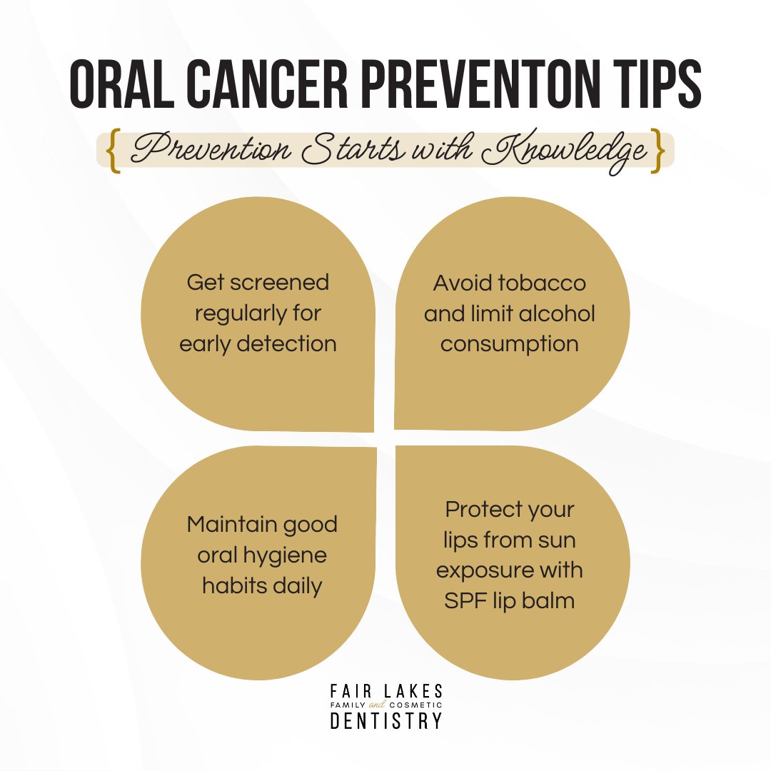 Early detection is key in the fight against oral cancer. 🔍 Schedule your screening today—link below! 👍

bit.ly/3Jr1aRj

#OralCancerAwarenessMonth #OralCancer #GetScreened #FairLakesFamilyAndCosmeticDentistry