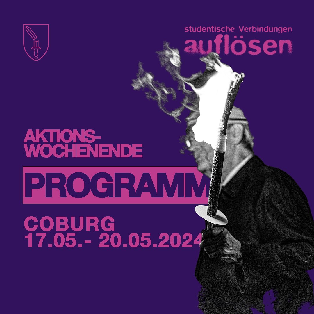 cc_aufloesen's tweet photo. Aktionswochenende gegen den #CoburgerConvent Pfingstkongress 2024!
Hallo und aufgepasst!
Pfingsten rückt näher und wir kurbeln hier nochmal richtig an, behaltet uns die nächsten Wochen im Auge. Zum Auftakt gibt's das Programm zum Aktionswochenende. (1/2) https://t.co/dH7QMia8dy