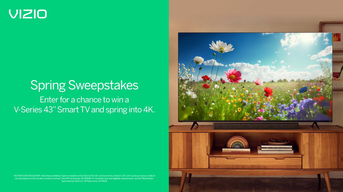 🌷GIVEAWAY ALERT🌷 Spring into the ultimate entertainment experience with VIZIO. HOW TO ENTER: 🌱 Follow @VIZIO 🌱 Like this post 🌱 Tag a friend in the comments & tell us your favorite show We’ll randomly select winners on May 1st! Official rules: vizio.tv/4aXQHIQ