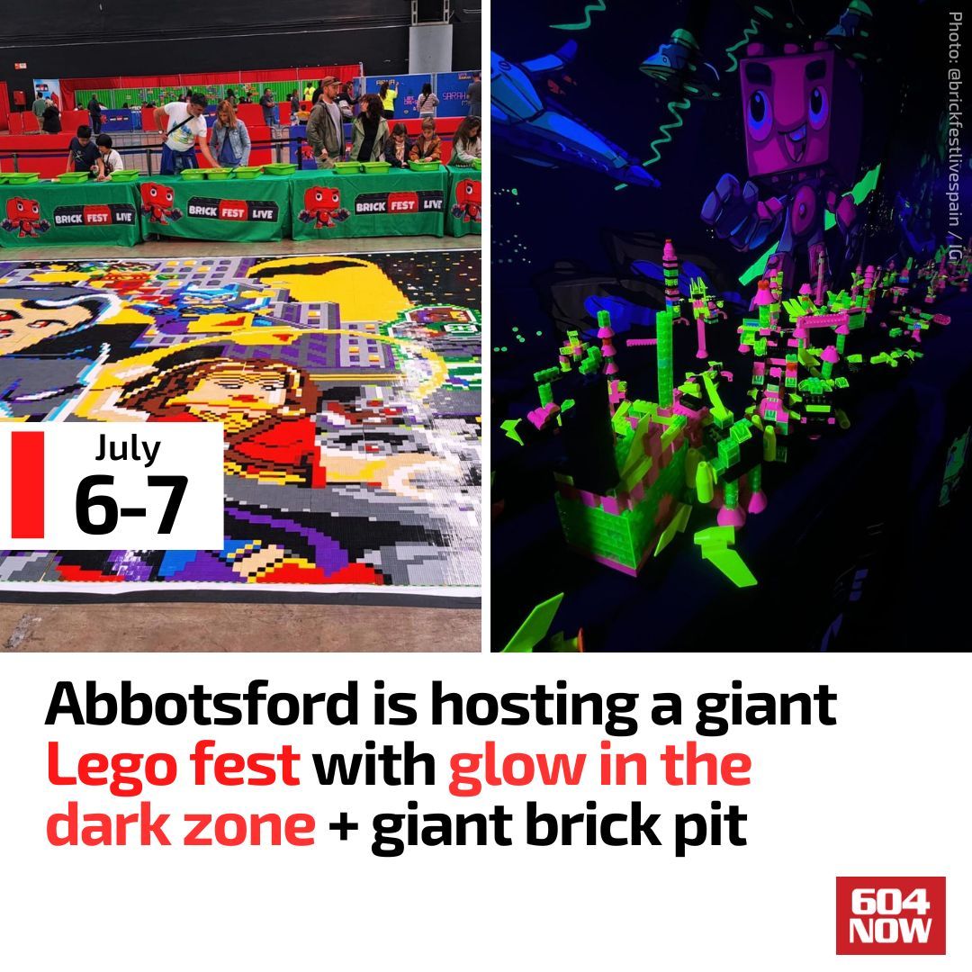 Calling all Lego fans! 📣 🧱 The family friendly event Brick Fest Live is making its way to #Abbotsford this July! Featuring, life-sized models, Glow Zone, a Giant Brick Pit, architecture, Derby Races, Floor Mural and more... 👀