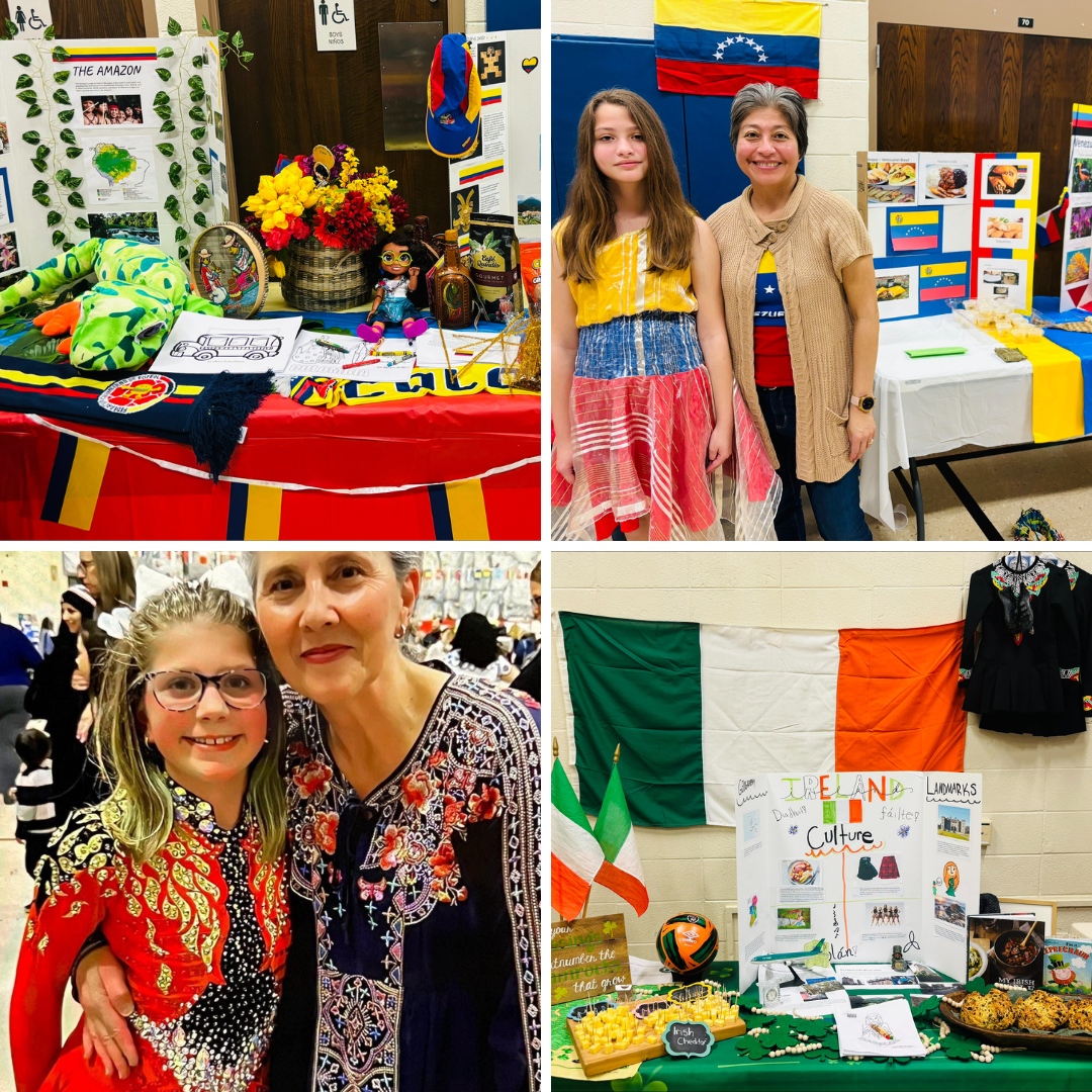 🌍✨ Steeple Run Elementary's World Expo Night celebrated student diversity with music, dance, displays, games, and food! 🎶🎉 Students explored countries with passports, coloring flags along the way. An amazing event! #Elevate203