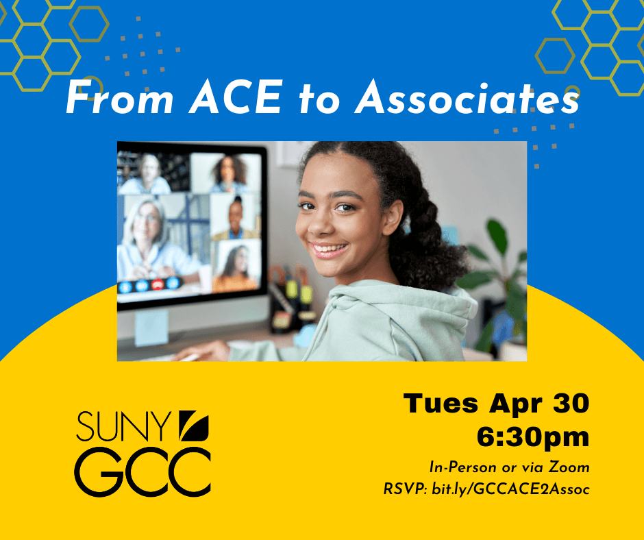 Calling all ACE program students! Join us for an exclusive live Zoom event crafted specifically for you! 

Register now at bit.ly/GCCACE2Assoc and mark your calendar – See you there!

#communitycollege #educationmatters #zoomevent #homeschooling #transferstudents