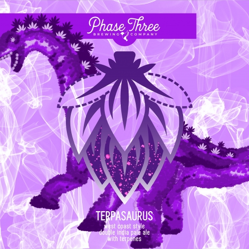 tumanstap's tweet image. One of the beers we're tapping at our #420Tapping tomorrow: #PhaseThreeBrewing #Terpasaurus #DIPA. A bit heady; still a gentle giant. W/ Eureka, Apollo, Simcoe, Columbus, &amp;amp; Centennial hops made danker by the addition of Pineapple Express Terpenes. Info: ow.ly/XSlH50Rczcr