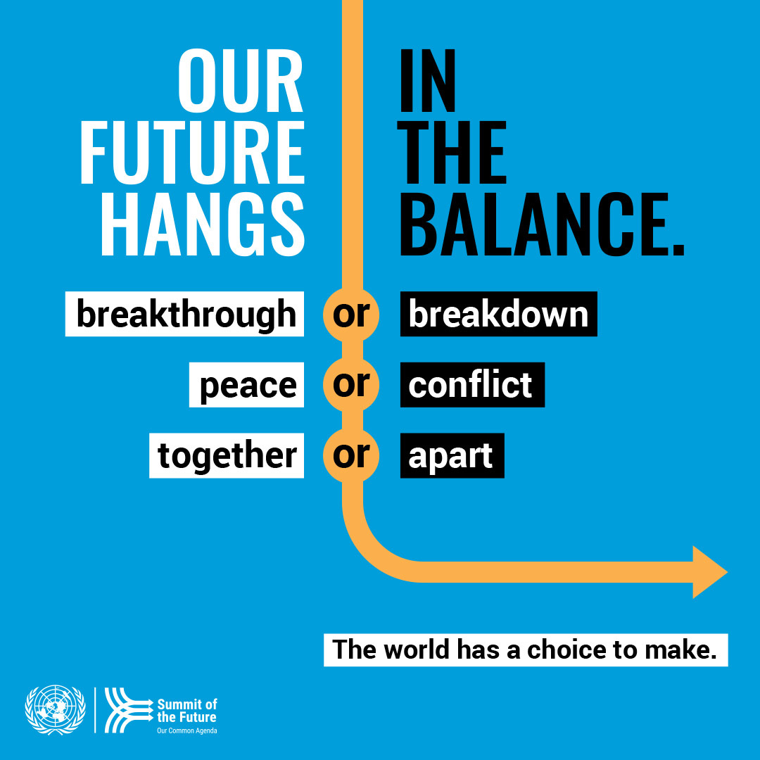 🌎The world is at a crossroads. 🚺🚹 Leaders must rebuild trust and solidarity to take on today’s challenges and tomorrow’s emerging threats. ➡️Summit of the Future is the key moment to put the world on a better path: bit.ly/49xtDzu @UN #SDGs #OurCommonFuture