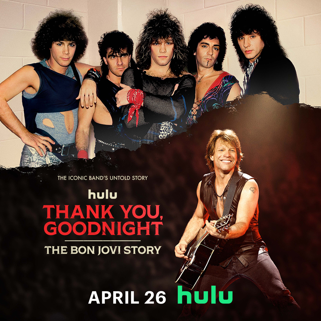 'Thank You Goodnight: The Bon Jovi Story' premieres one week from today on @hulu! Who has their watch party planned? 🙌 📺