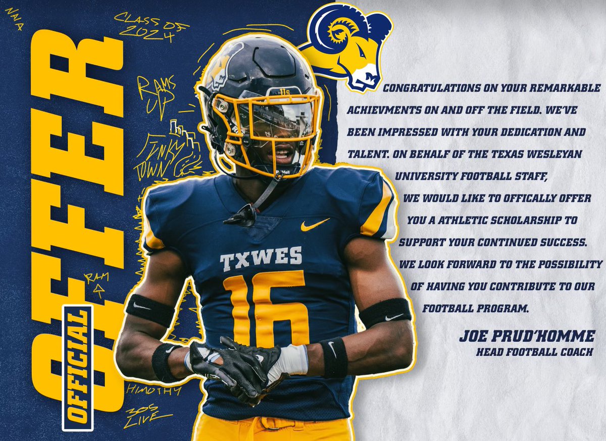 I am honored and blessed to say that I have received an offer from @TxWesFootball