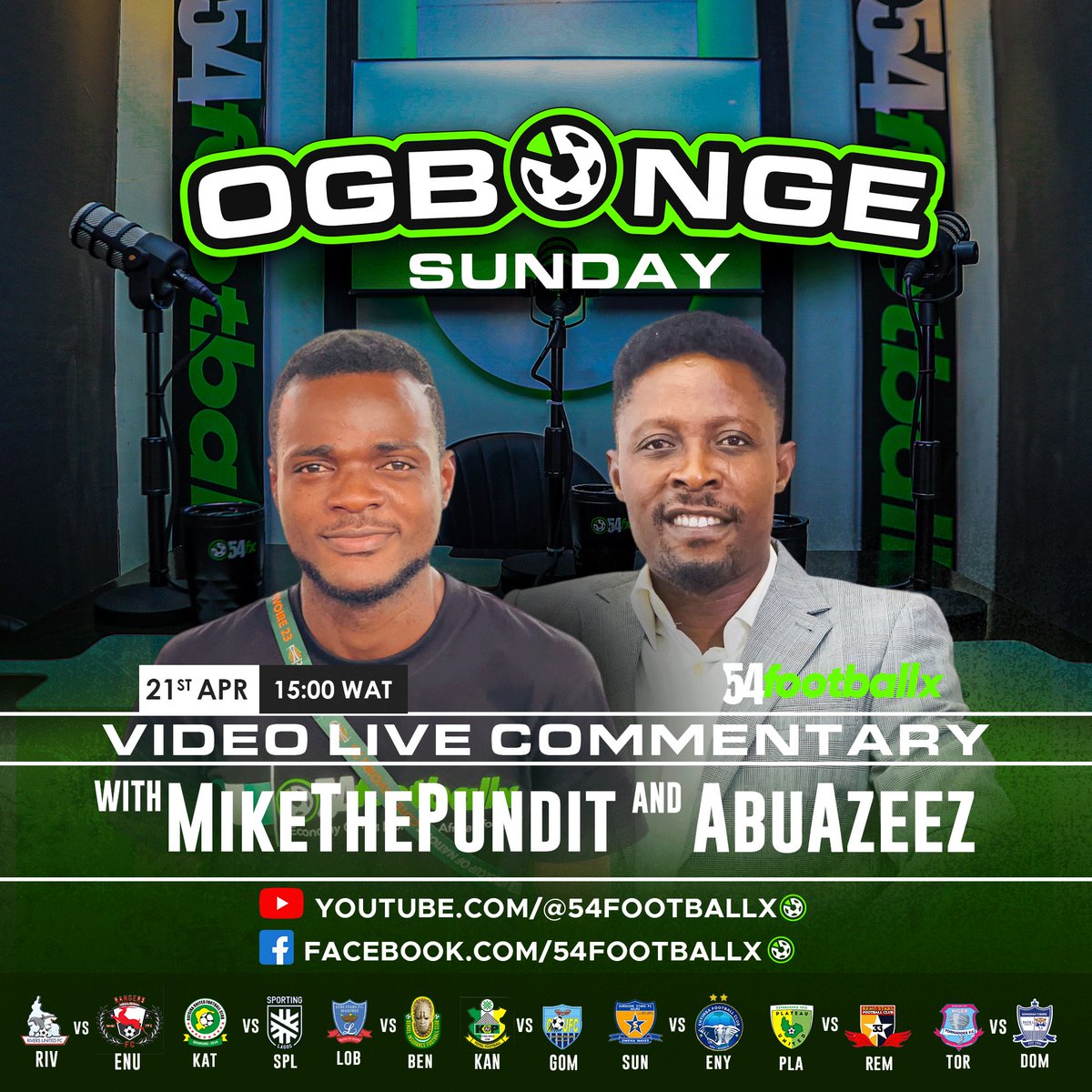 OGBONGE SUNDAY is back this weekend!!!! Eight games in the #NPFL24 MD31 and you have no worries cos we got you covered. Sunday is about to become FUN-DAY with Ogbonge Sunday live broadcast, bringing you closer to the matchday action and drama across all centres. Join