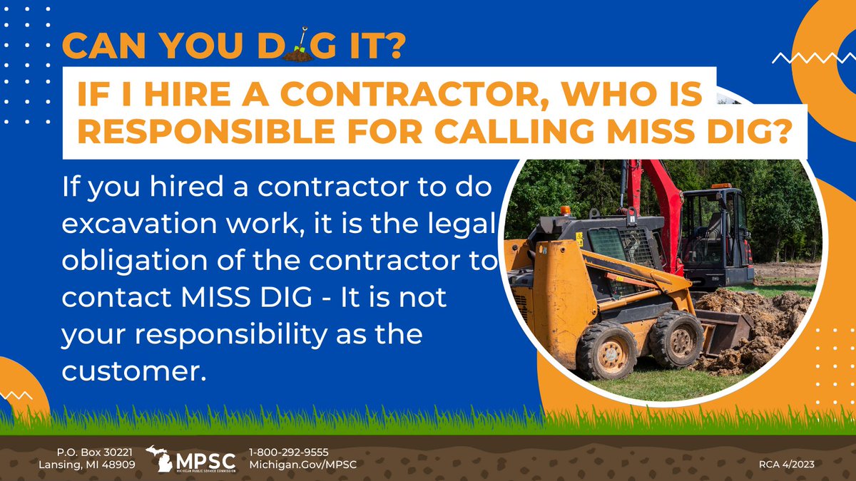 April is #SafeDiggingMonth. We're outlining requirements around calling @MISSDIG811 anytime you have a project that involves putting a shovel in the ground so buried utilities can be marked for safety.