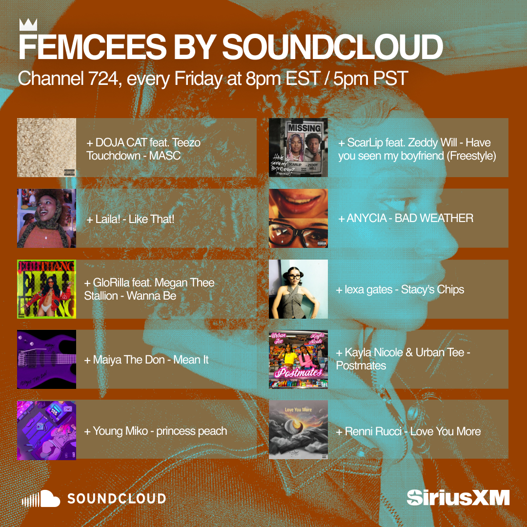 Tune in to the FEMCEES playlist by SoundCloud tonight on channel 724 on the @siriusxm app 8PM EST. / 5PM PST. #FEMCEES #SoundCloud #SiriusXM