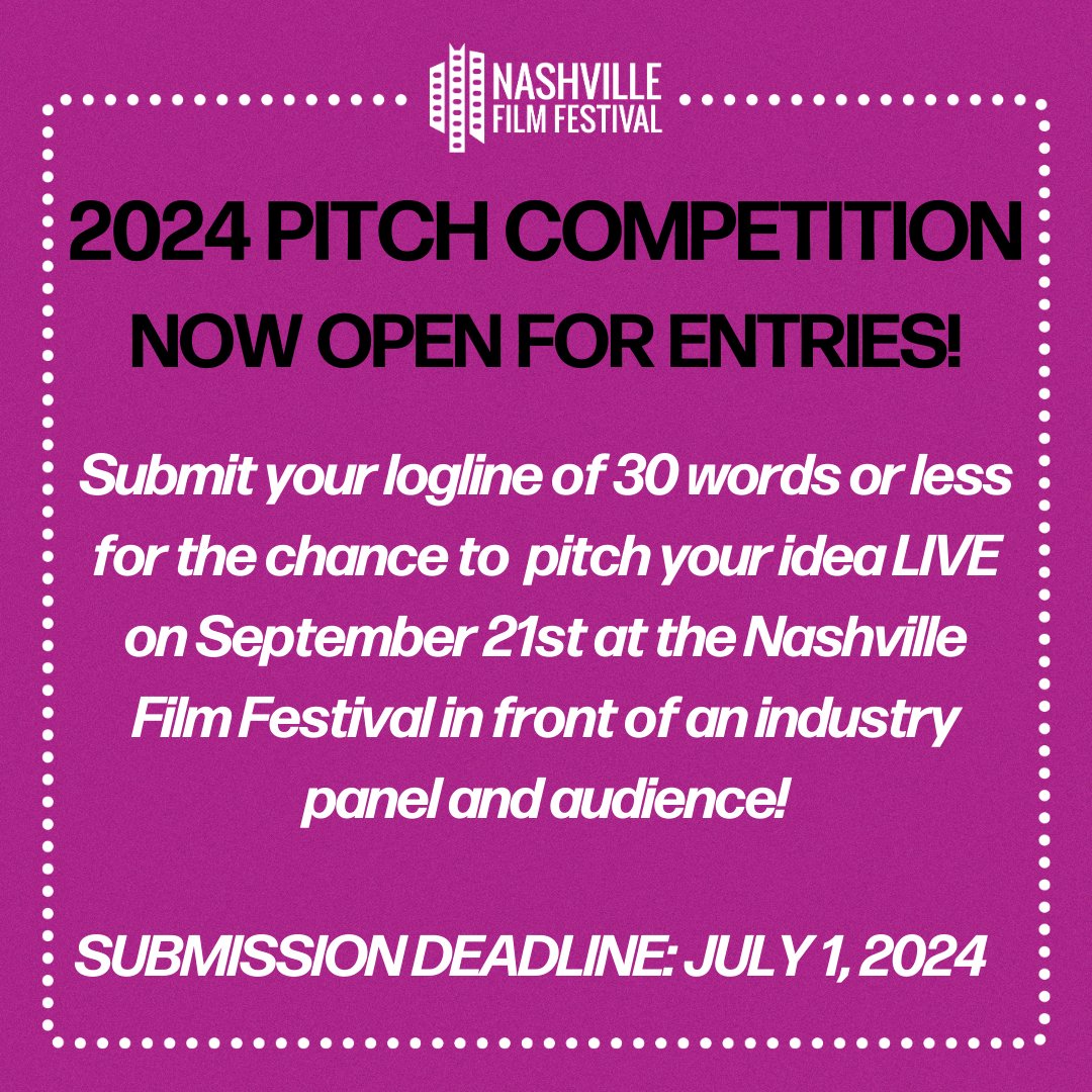 NashFilm's 2024 Pitch Competition is NOW open for entries! Do you have a great idea for the next hit show or an original feature film? We’d love to hear your pitch. Writers from the Pitch Event in 2022 have had projects produced! 👏 For more info, visit the link in our bio!