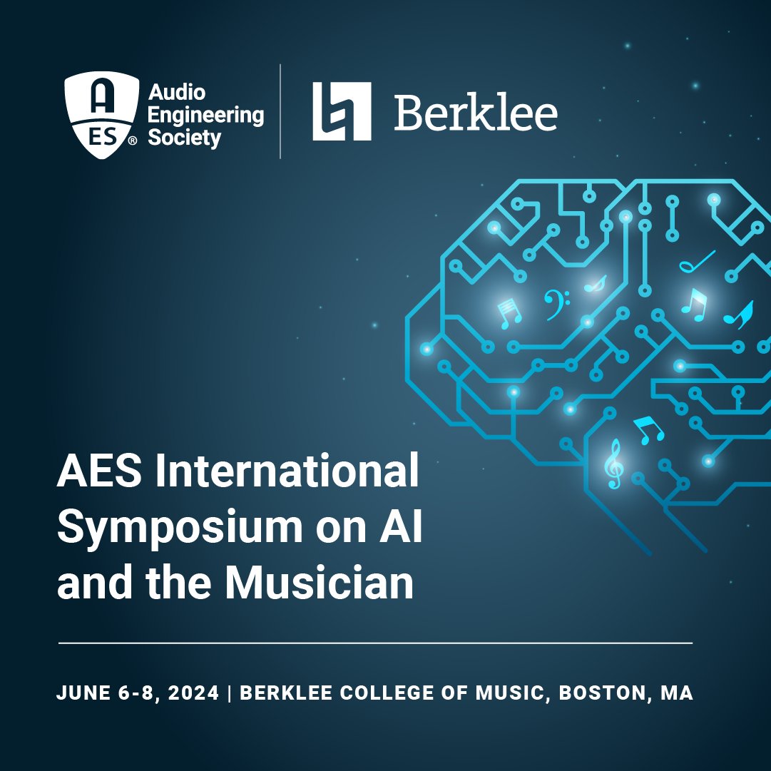 Get in front of the AI tsunami by registering for the three-day 2024 AES Symposium on AI and the Musician at Berklee College of Music in Boston, June 6-8. Register now as space is limited: …on-ai-and-the-musician.events.aes.org #AudioAI #BerkleeCollegeofMusic #AESSymposium