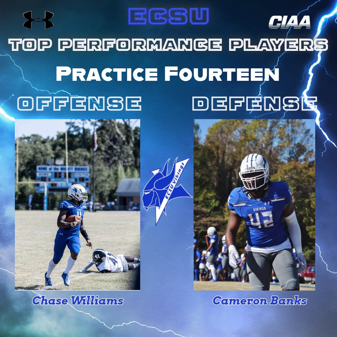 ECSUVikingFootball (@ecsuvikingfball) on Twitter photo Last practice before the big day, guys still competed with high energy! These two led the charge. Our Top Performance Players from Practice 14! #OnTheRise #VikingPride3x #Springball2024
<a href="/Chase7Williams/">Chase Williams</a> <a href="/Cameron_Banks40/">Cameron “BAM” Banks</a> Last practice before the big day, guys still competed with high energy! These two led the charge. Our Top Performance Players from Practice 14! #OnTheRise #VikingPride3x #Springball2024
<a href="/Chase7Williams/">Chase Williams</a> <a href="/Cameron_Banks40/">Cameron “BAM” Banks</a>
