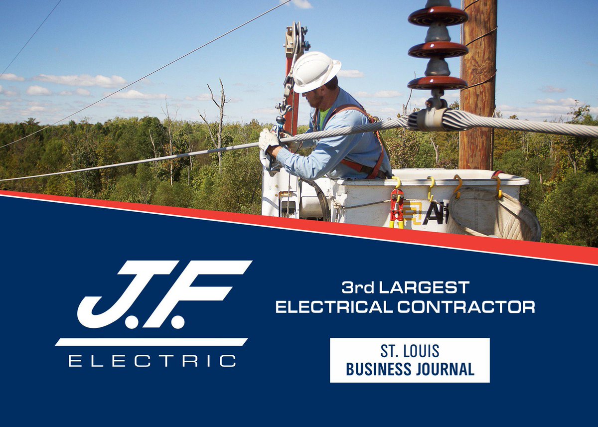 J.F. Electric has ranked #3 on the St. Louis Business Journal‘s list of Largest Electrical Contractors! Thank you to our employees and customers who continue to support us. Our success is not possible without you!

#Creatingconnections #Deliveringvalue