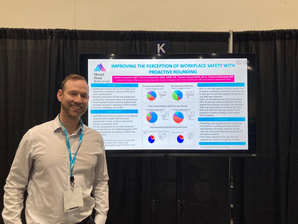 Great to see MSBI Hospitalist and faculty member Dr. Jeremy Quentzel presenting his QI project at #SHMConverge24 @SocietyHospMed @mshshospitalist @DrMWeissman @andrewdunn111
