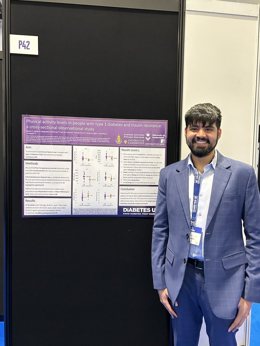 Had a great time presenting our work on the (microphone) vascular markers in response to interrupting prolonged sitting in T1D and also some observational activity data at #DUKPC24 before I jet off to begin my training at @ImPennsy later this year @Campbell_MD @AjjanRamzi