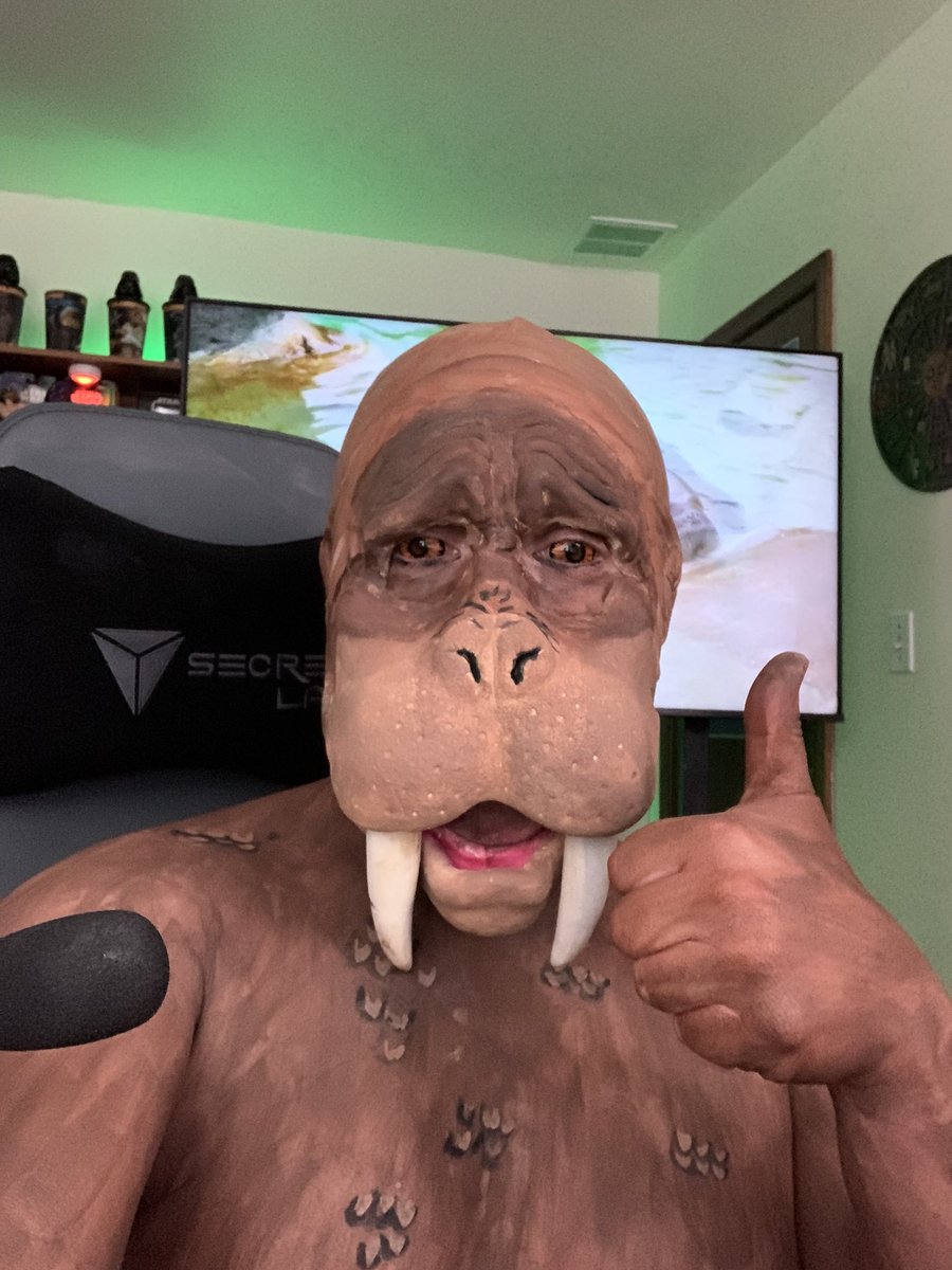 I had a great time doing this body paint of the walrus. I think this may be one my best ones.  The walrus prosthetic was provided by @NorthFurFX . I think it’s realistic looking. #northfurfx #walrus #makeup #bodypaint #twitchstreamer #makeupartist #fxmakeup #sfxmakeup